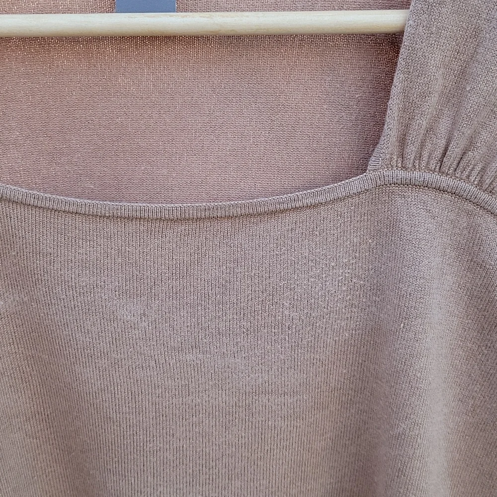 Ann Taylor Brown Silk Sweater 3/4 Sleeves Size Ladies Large - Picture 3 of 7